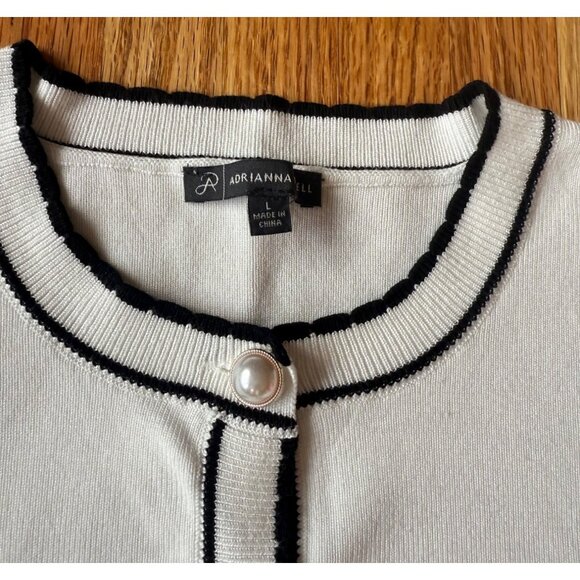 Adrianna Papell Womens Cardigan Sweater L Pearl Button Closure - Picture 3 of 10